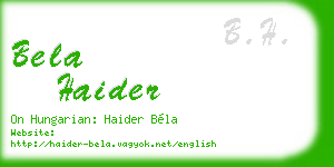 bela haider business card