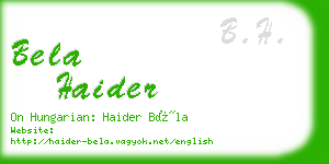 bela haider business card